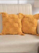 Yellow Square Tufted Cushion Cover