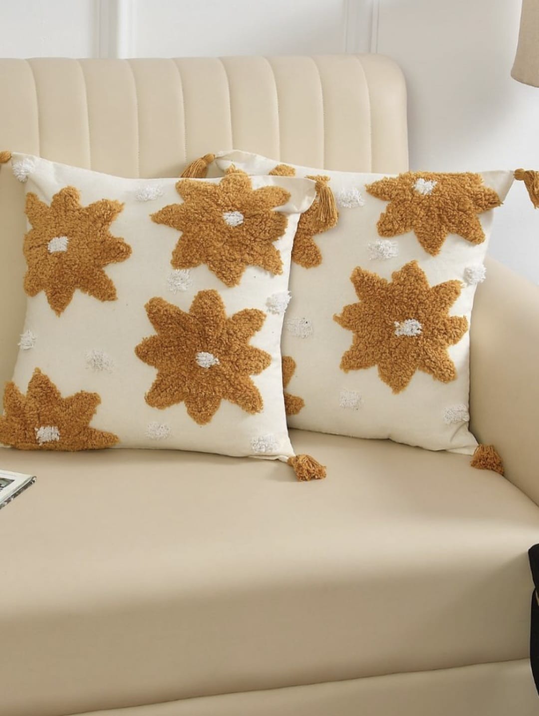 WhatsApp Image 2025-08-02 at 12.01.53 PM Yellow Flower Tufted Cushion Cover - Image 1