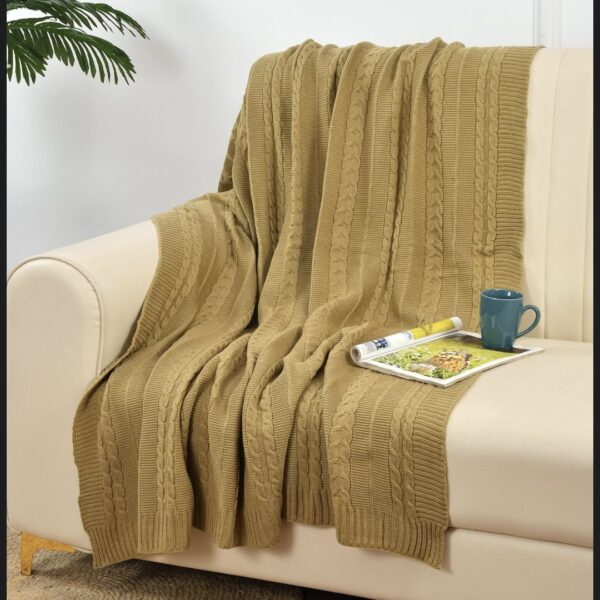Blossom Brown Knitted Sofa Throws