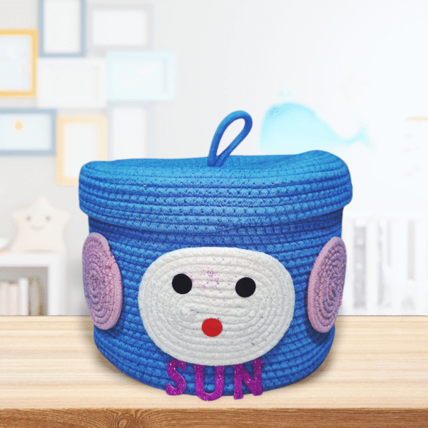 Blue Big Storage Basket With Lid