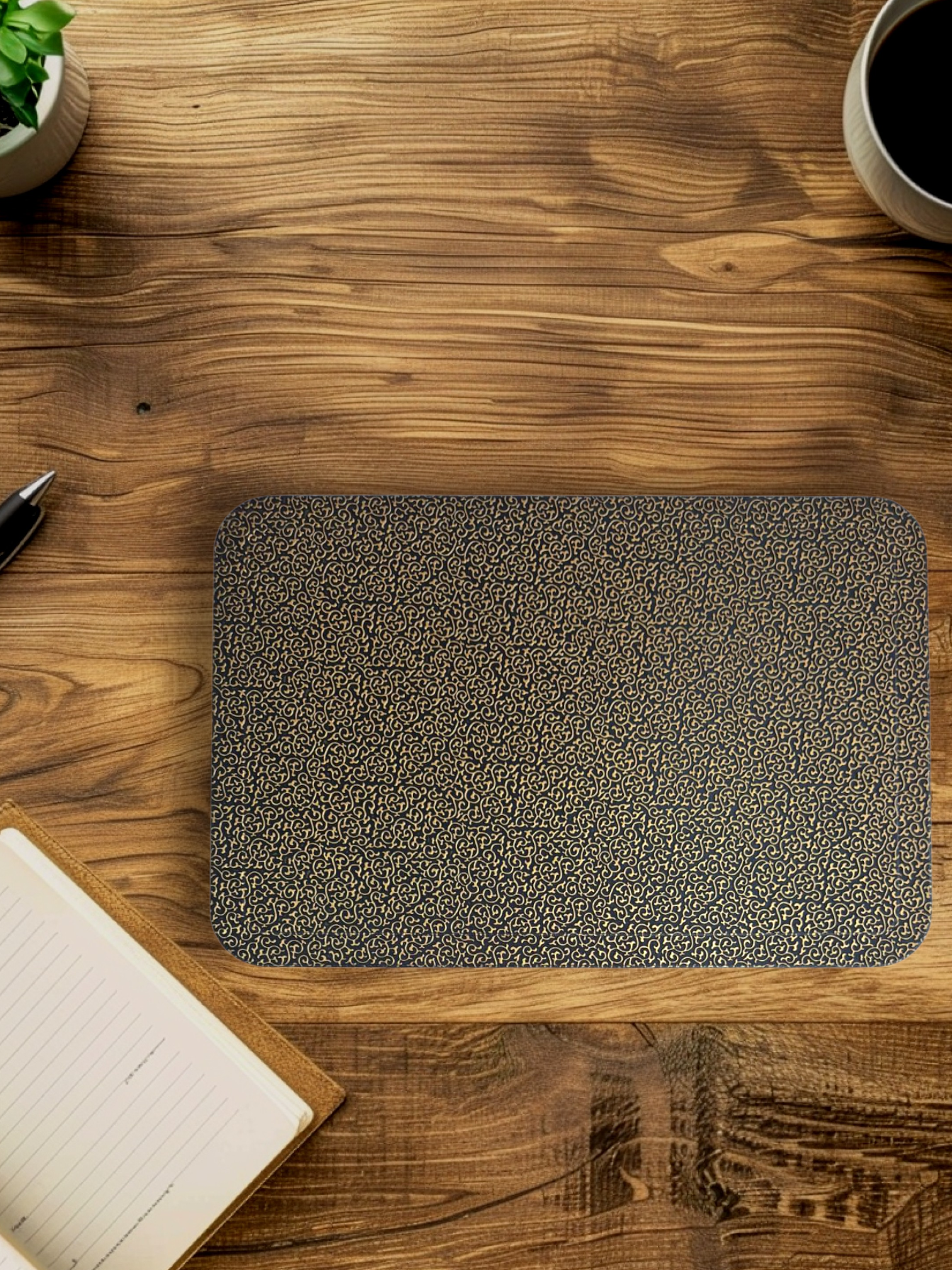 FLORAL LEATHER TABLE MAT Floral Leather Table Mat - Image 1