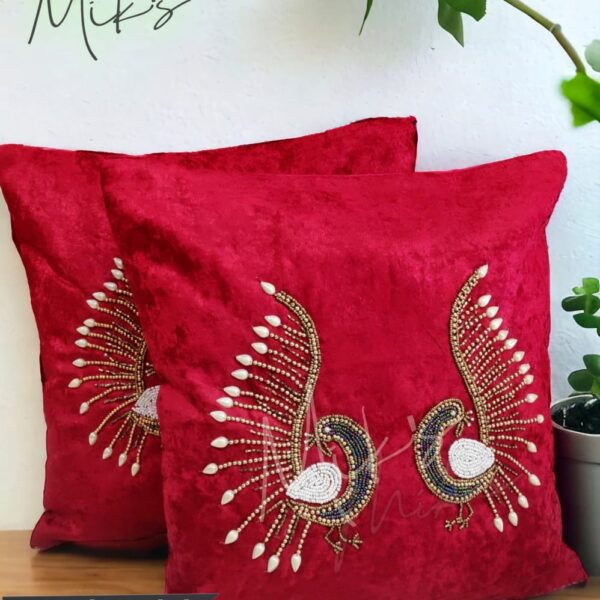 Peacock Velvet Cushion Cover