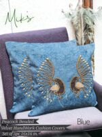 Peacock Velvet Cushion Cover - Image 2