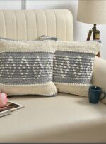 Iris Grey Diamond Handwoven Cushion Cover