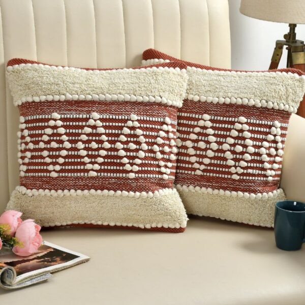 Iris Red Diamond Handwoven Cushion Cover