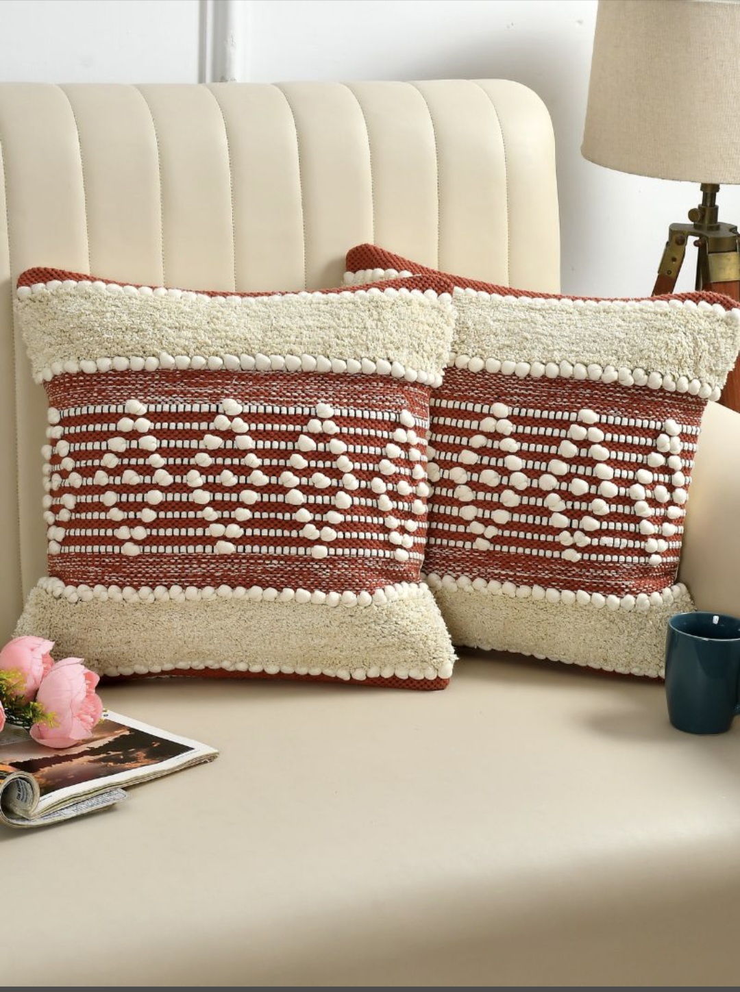 Iris red diamond handwoven Iris Red Diamond Handwoven Cushion Cover - Image 1