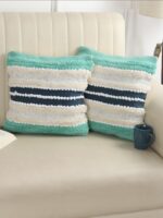 Green Strips Pit Loom Handwoven Cushion Cover