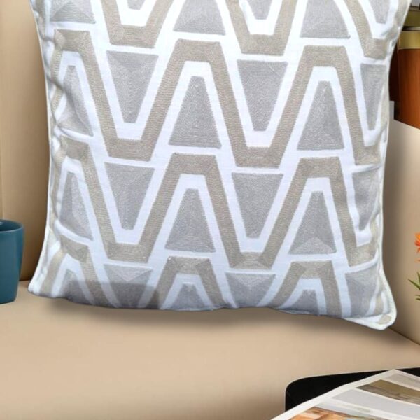 V Grey Amber Embroidery Cushion Cover