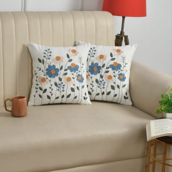 Flower Embroidery Cushion Cover