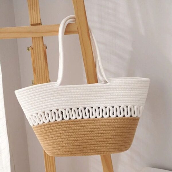 Beige Jute Cotton Handbag